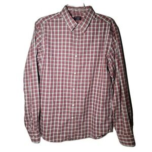 UNTUCKit Sauris Button Up Wrinkle Free Shirt Men Plaid LongSleeve Large Red Gray